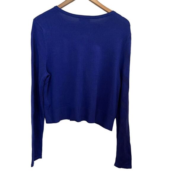 J Jason Wu Royal Blue Cropped Rayon Blend Cardigan Size L - Picture 2 of 6